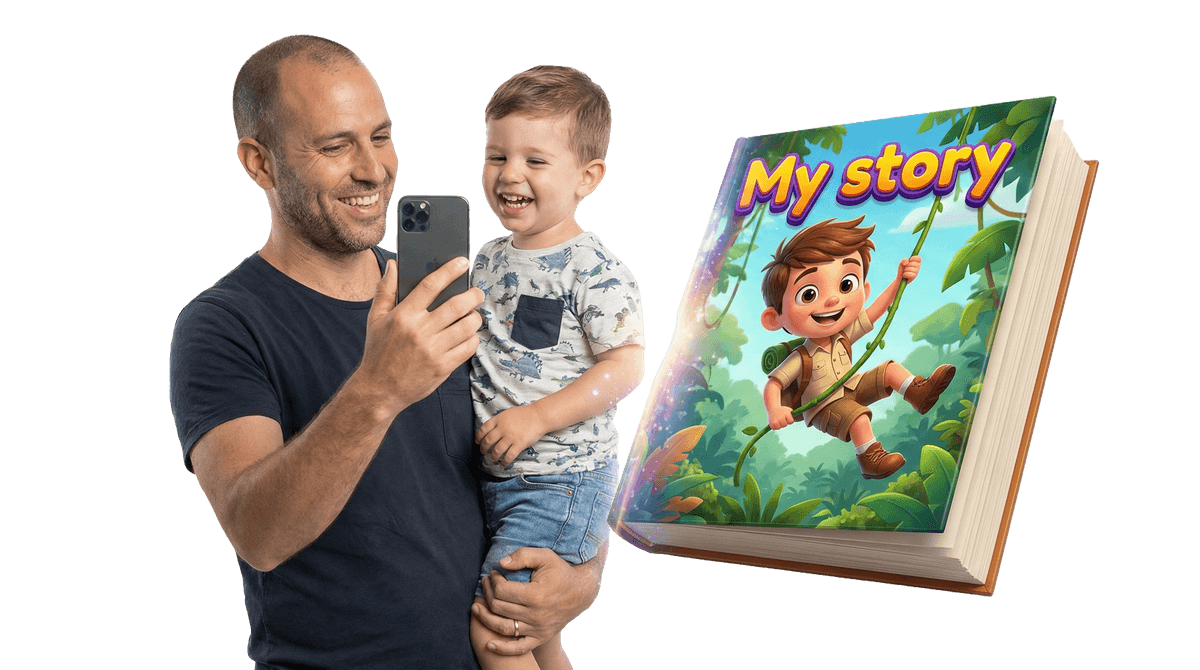 Father and child enjoying StoryBoo stories together